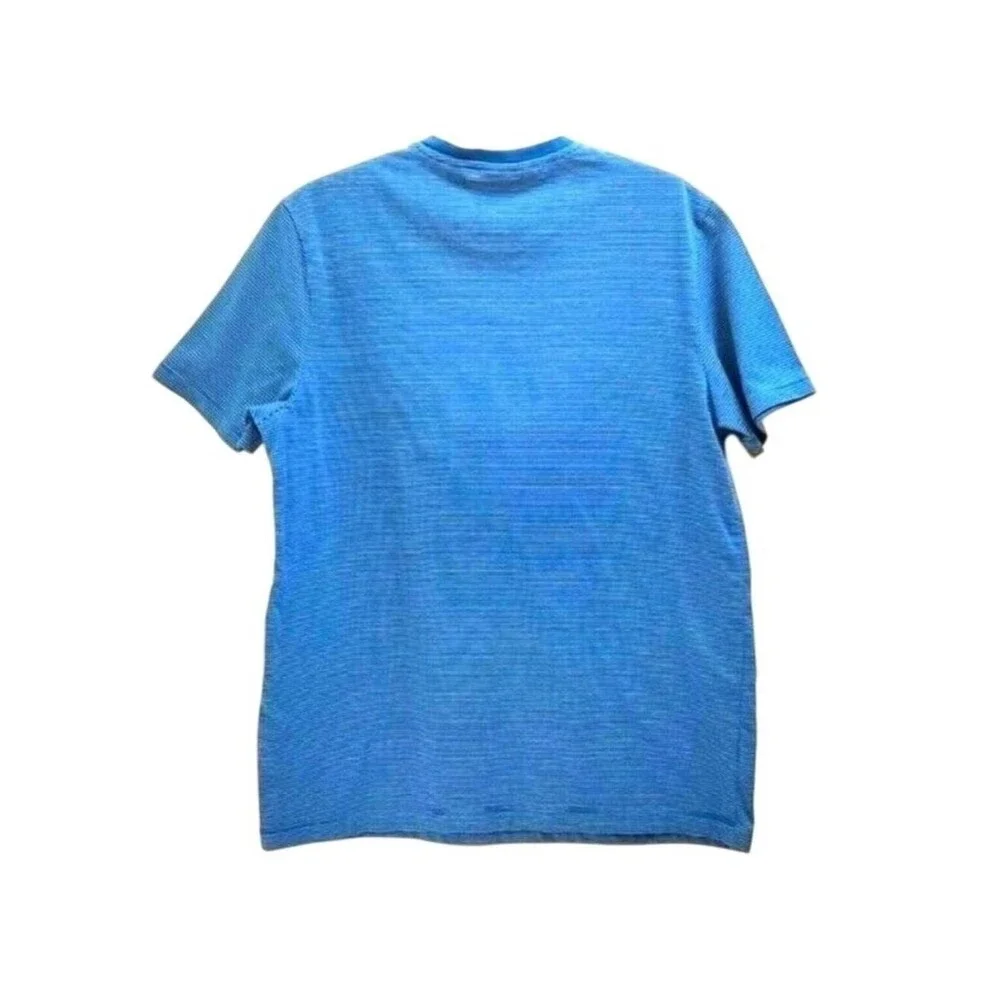 Perry Ellis Striped T-Shirt Casual Short Sleeve Blue Tee Top Men's